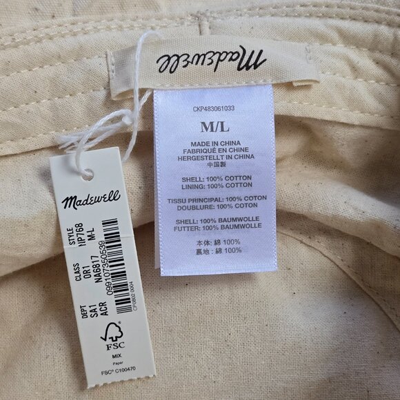 NWT Madewell Unbleached Cotton Bucket Sun Hat